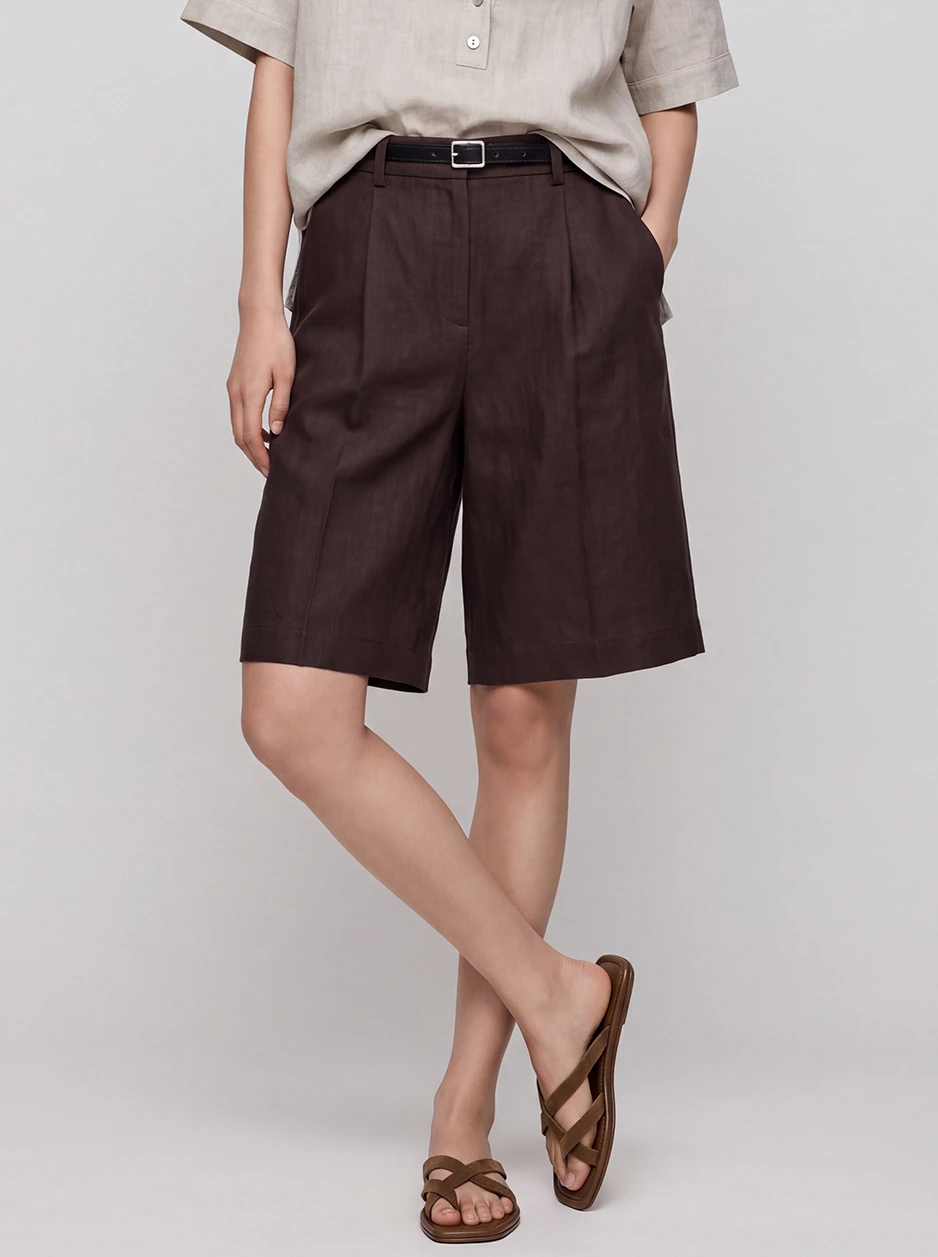 Cocoa City Single-Pleat Bermuda Trousers